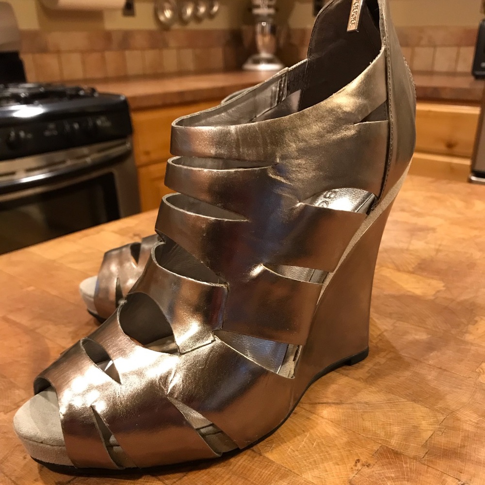 Silver wedge shoes